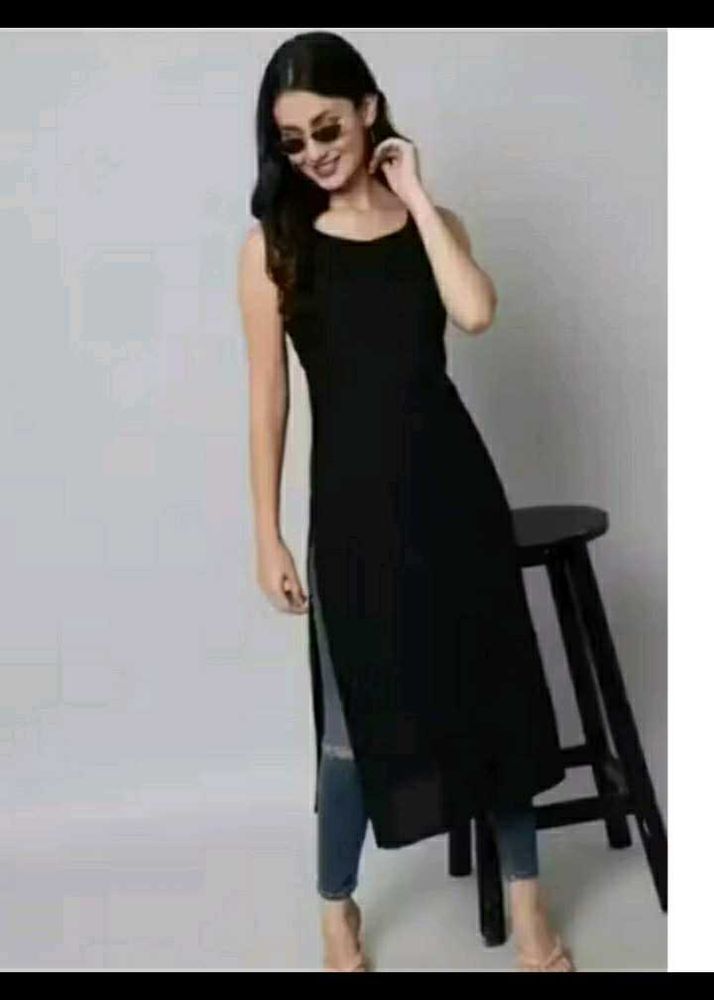Sleeveless Black Kurta