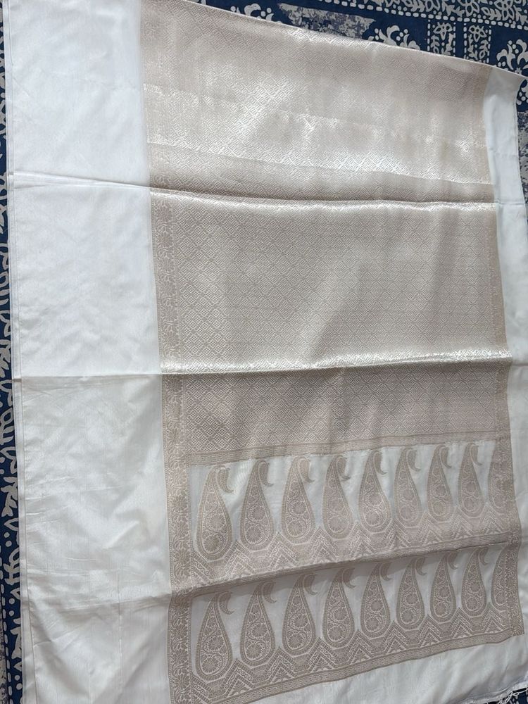 White Dyeable Banarasi Saree