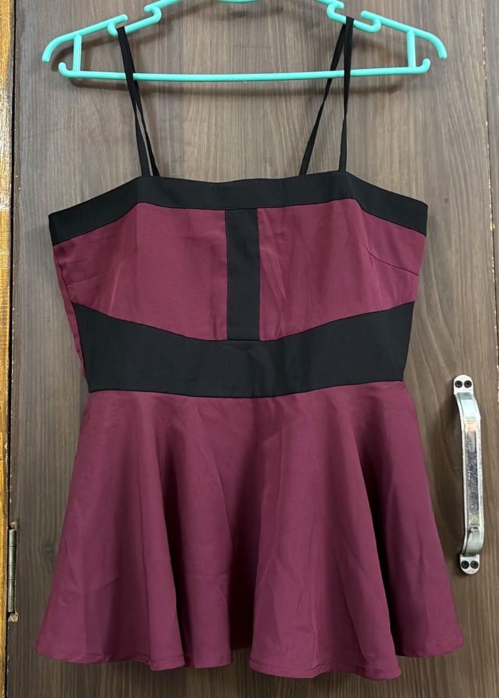 Chic Burgundy Peplum Top
