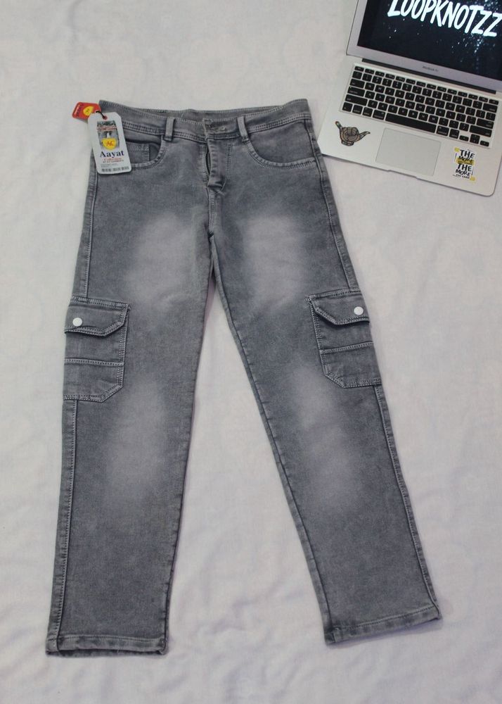 AAYAT FASHION Gray Cargo Jeans