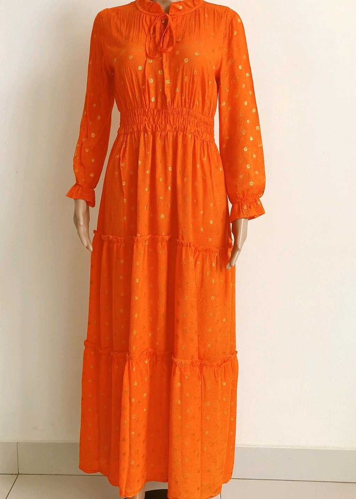 Elegant Orange Maxi Dress