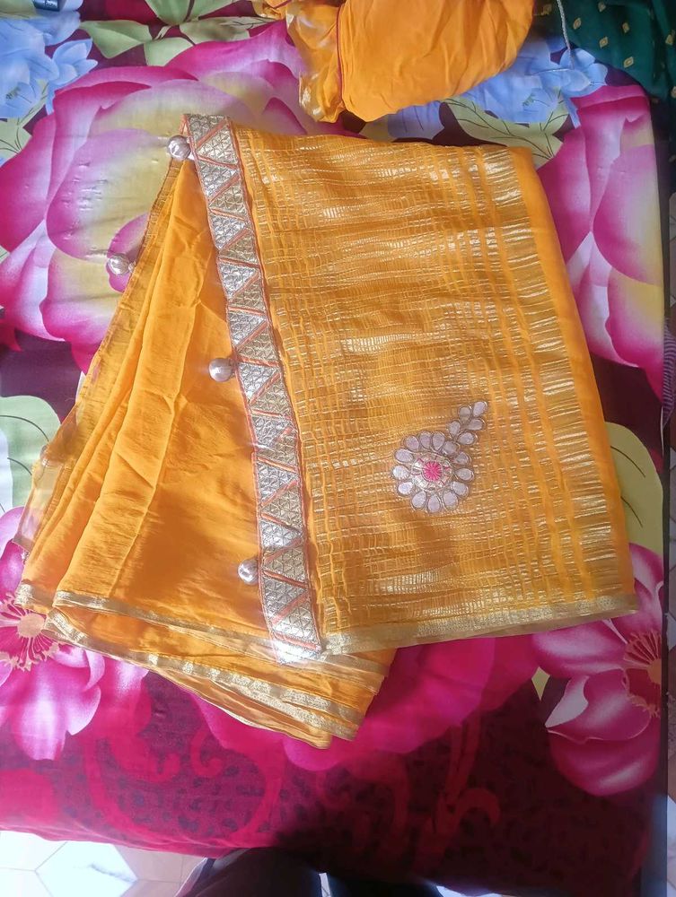 Yellow Embroidered Saree