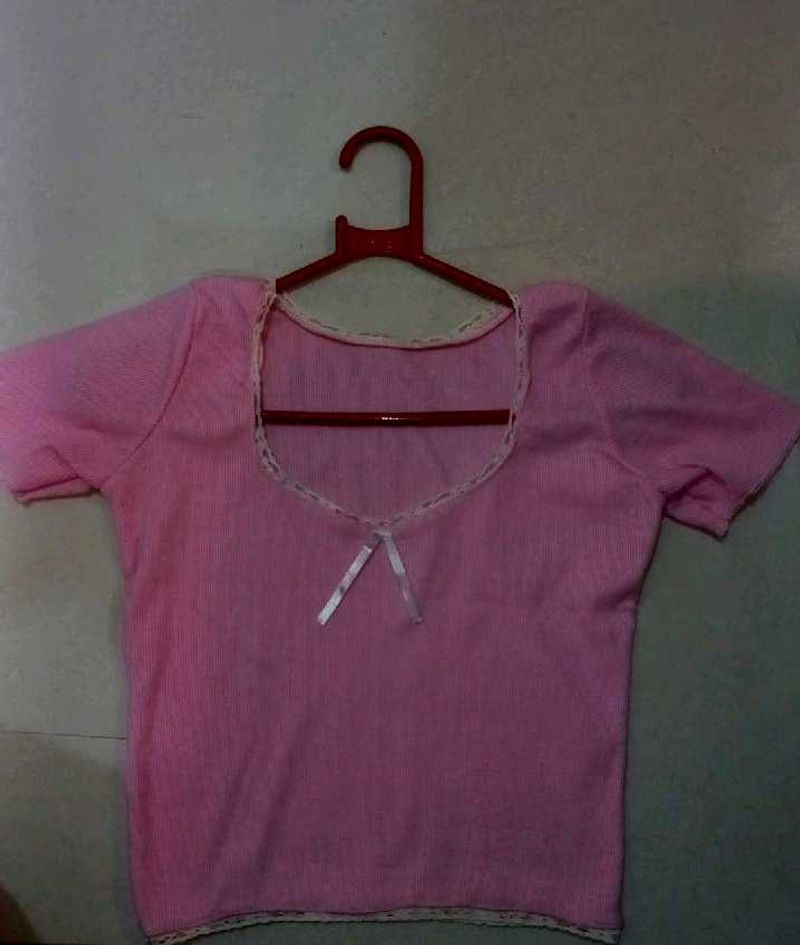Pink Top with Ribbon Detail