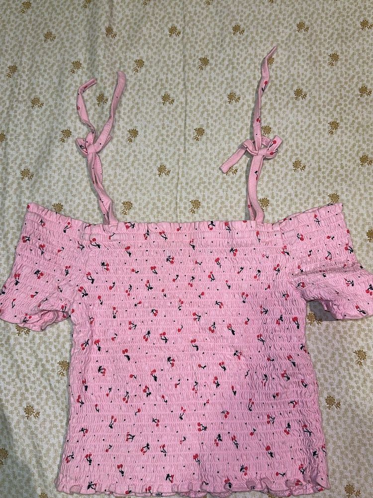 Pink Off Shoulder Top