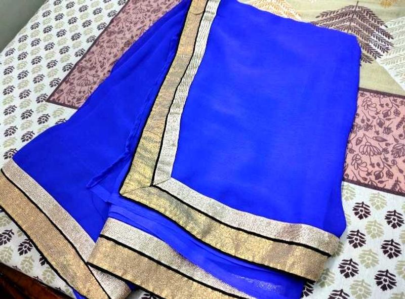 Royal Blue &amp; Gold Saree