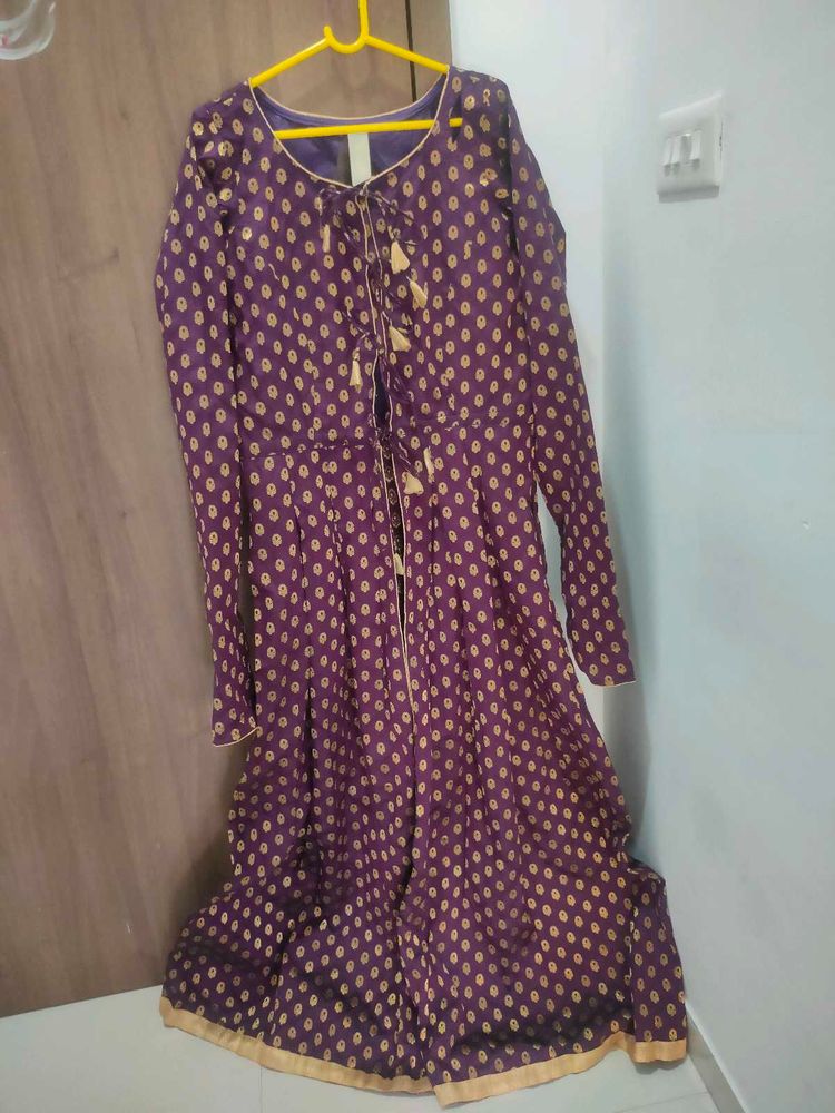 Purple &amp; Gold Anarkali Dress