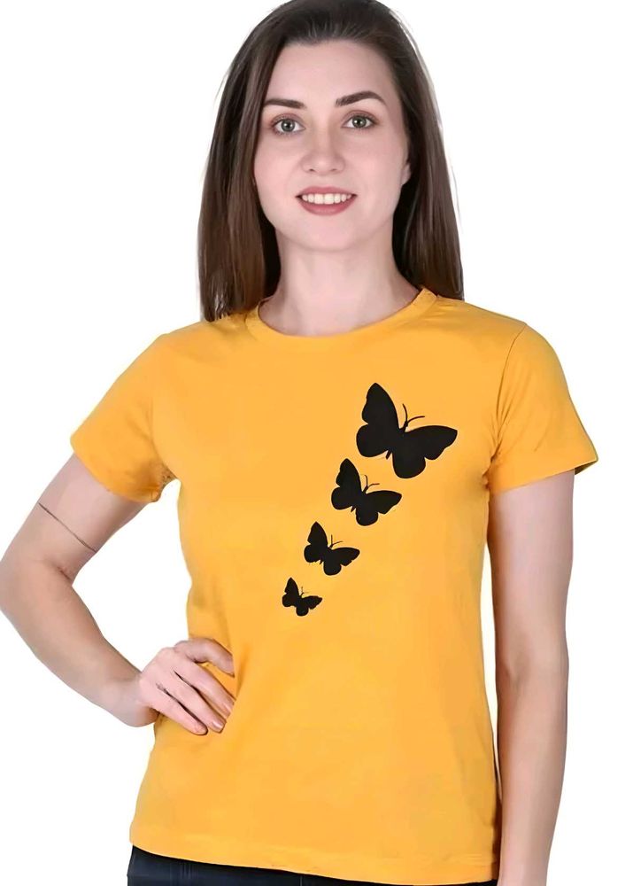 Butterfly Print Yellow Tee