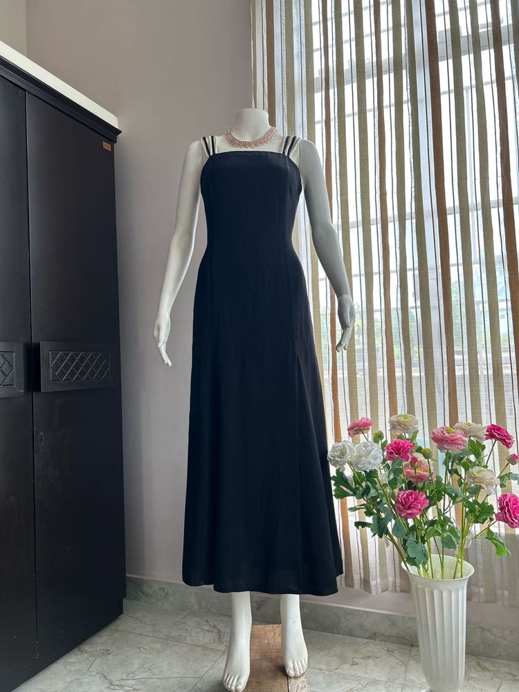Solid Black A line dress