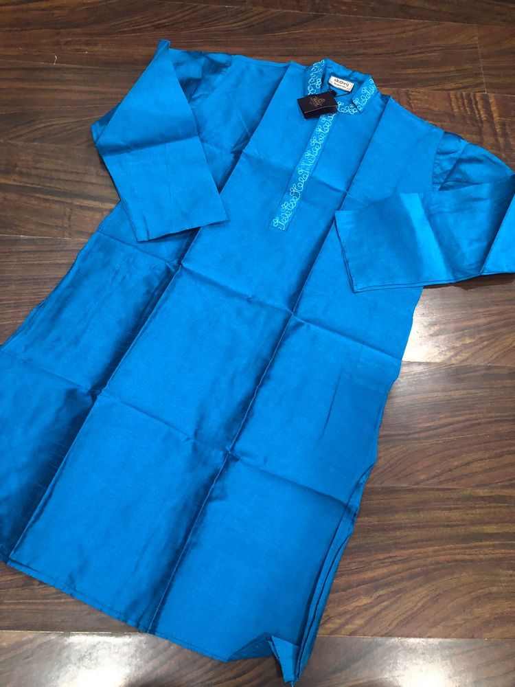 SKAVIJ Men&#39;s Blue Embroidered Kurta Set