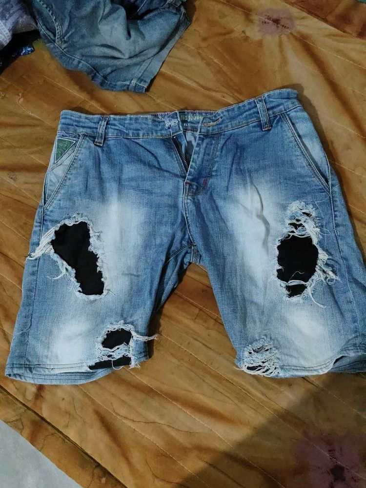 Distressed Denim Shorts