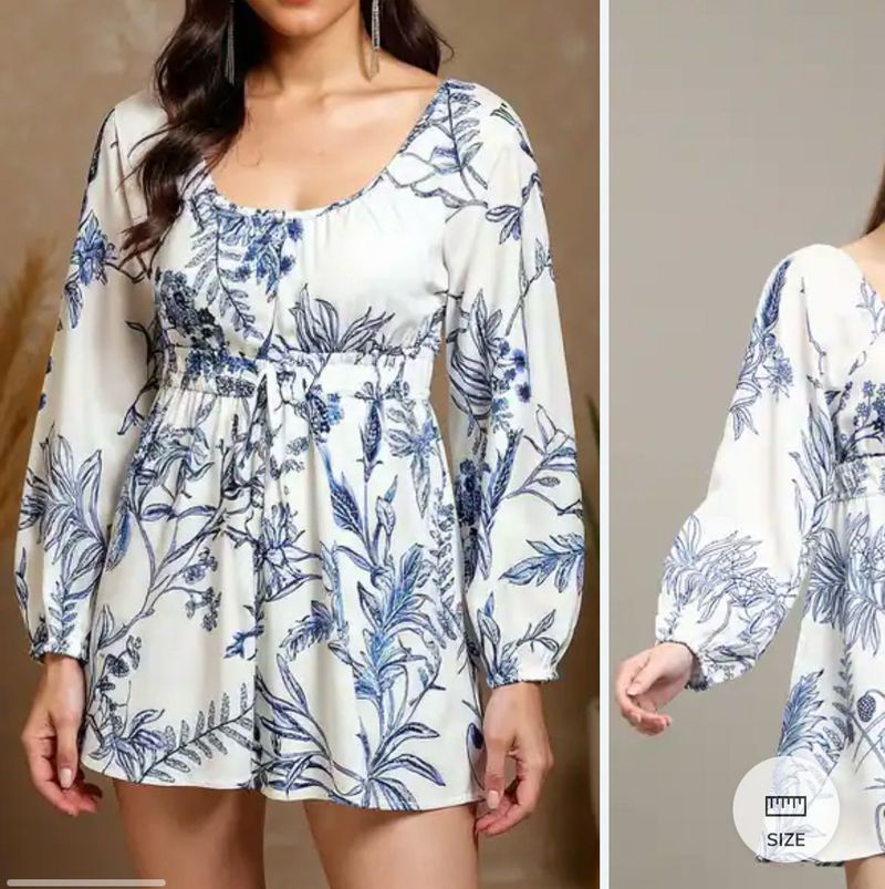 White blue floral playsuit dress