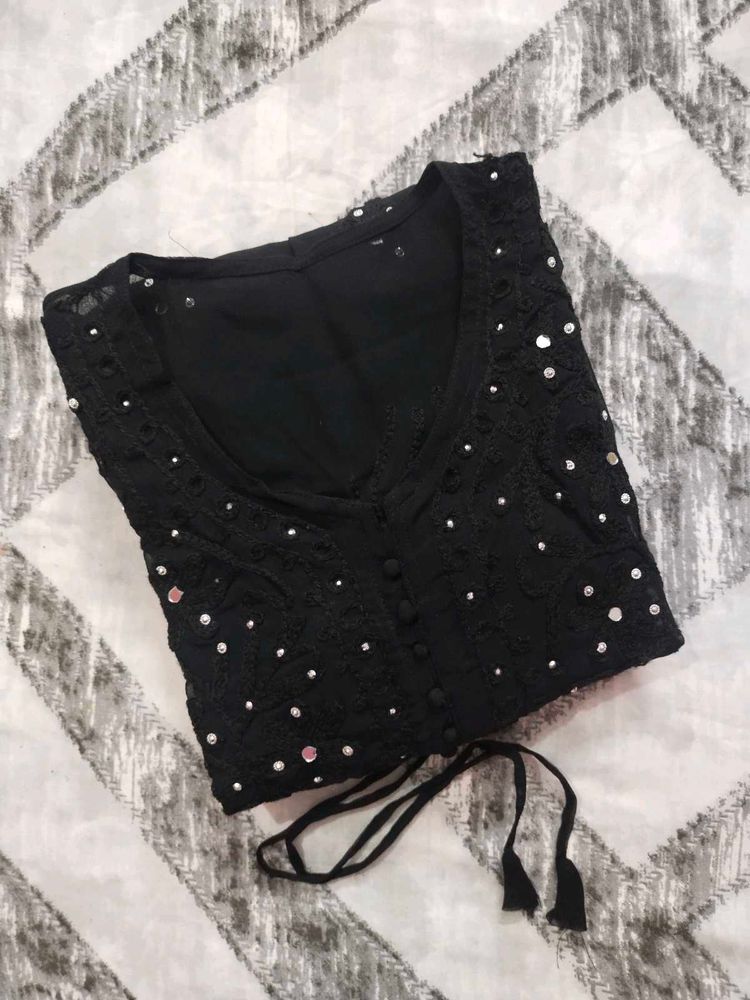 Black Embroidered Kurta