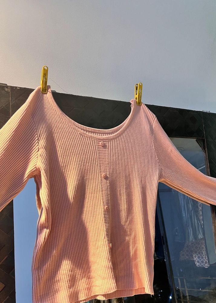 Pink Ribbed Top ! Size S