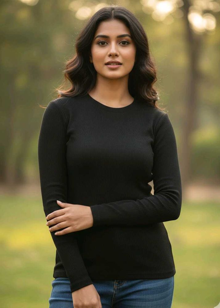 Woollen Black Long Sleeve Top