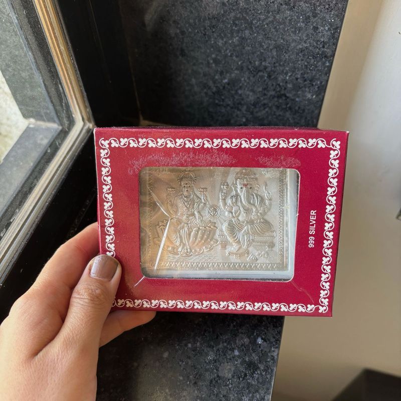 999 Silver Lakshmi Ganesha Idol