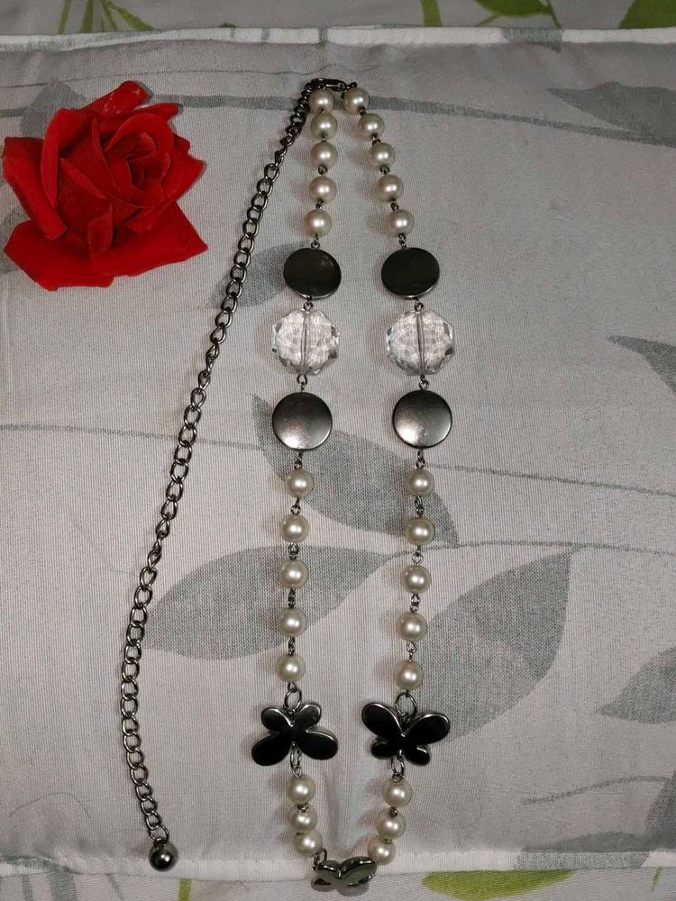 Pearl and Butterfly Necklace