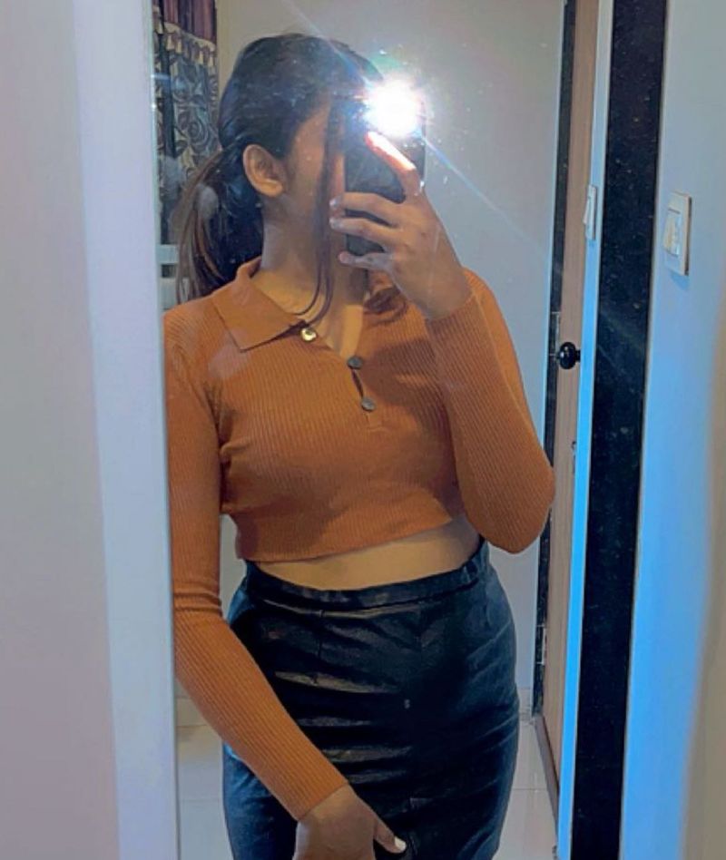 Brown Full Sleeve Crop Top!