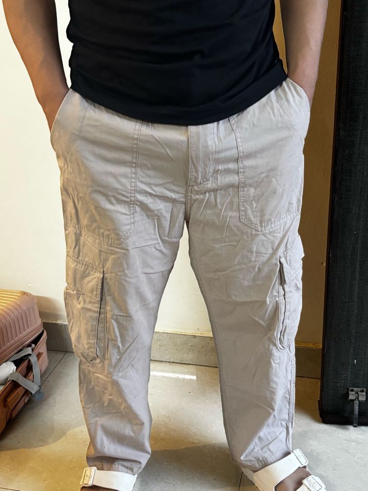 Beige Cargo Pants For Men