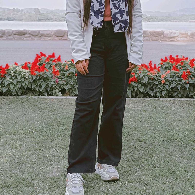 Blue &amp; Black Minimal Straight Jeans For Girls