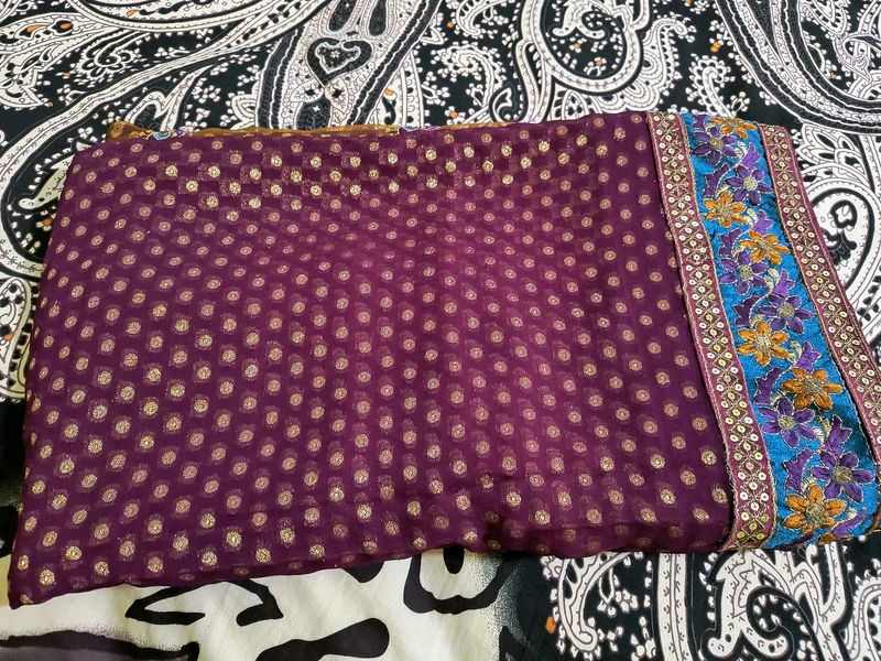 Purple Embellished Dupatta