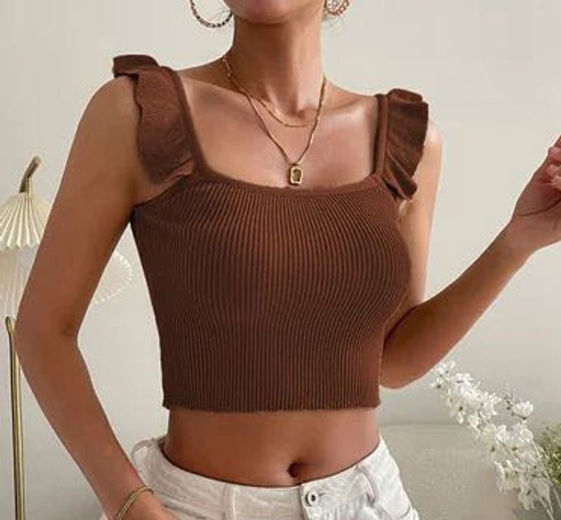 Pretty Chic muave Brown y2k Crop Top