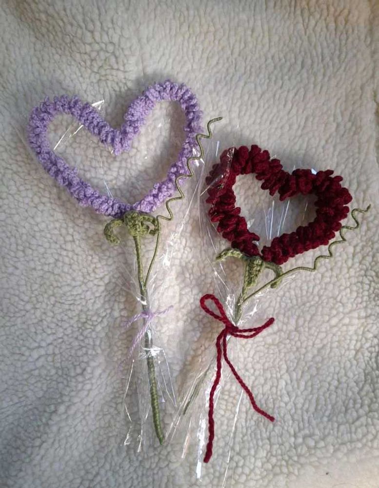 Crochet Heart Flowers