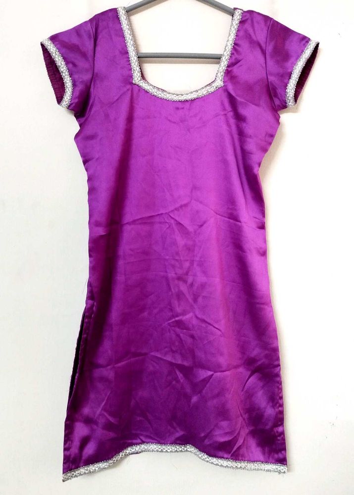 Purple Embellished Kurti/Kurta