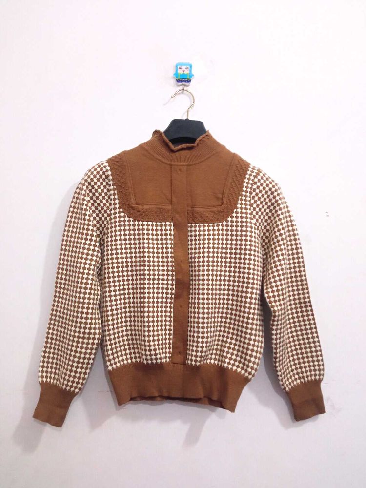 Vintage Korean Brown Sweater For Women