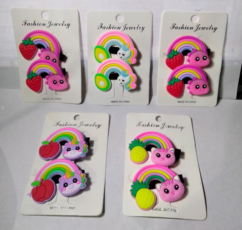 10 Pcs Rainbow Cloud Hair Clip Set Baby Alligator