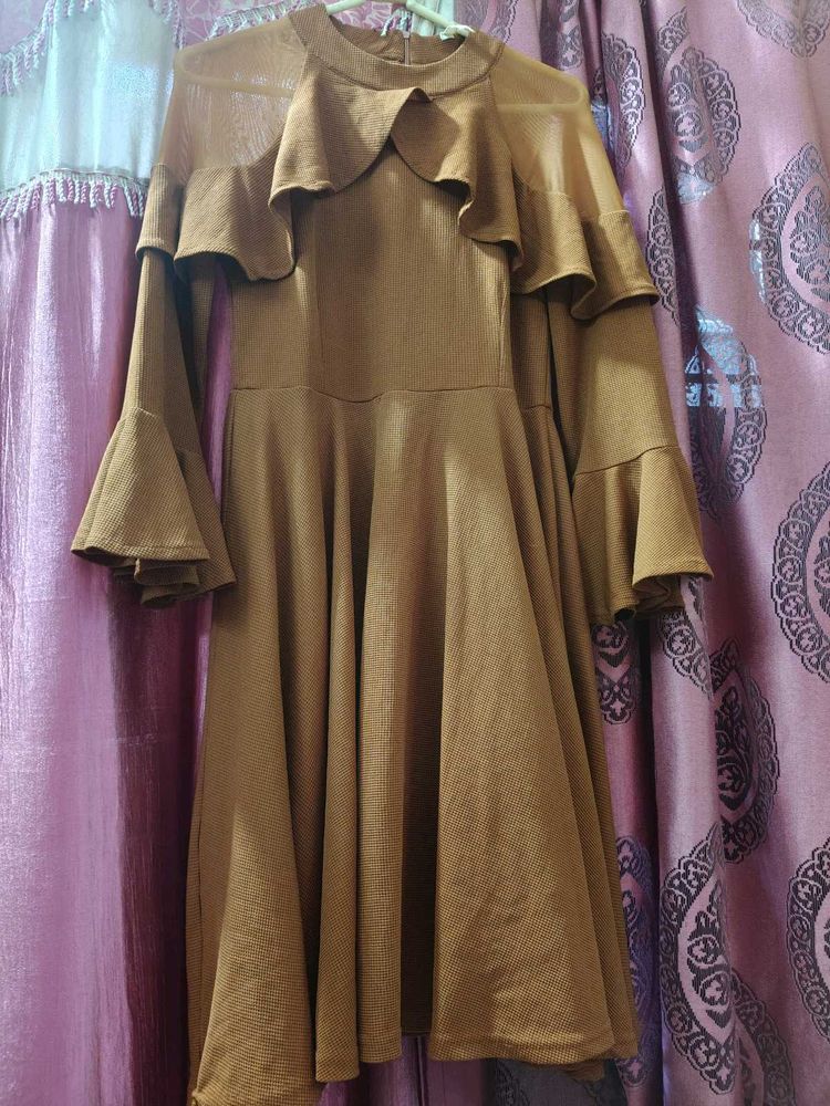 Ruffled Brown Dress