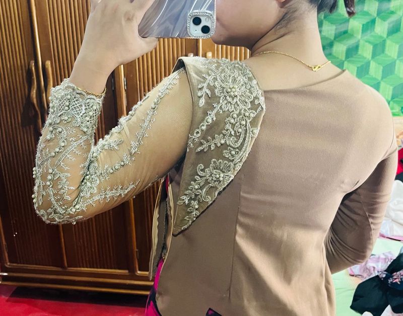 Women Net Embroidered Top