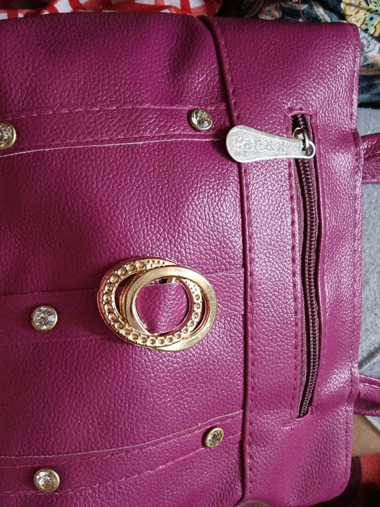 Magenta Handbag with Detail