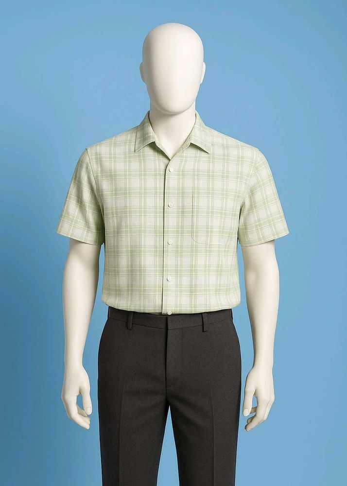 Green Plaid Short Sleeve Shirt