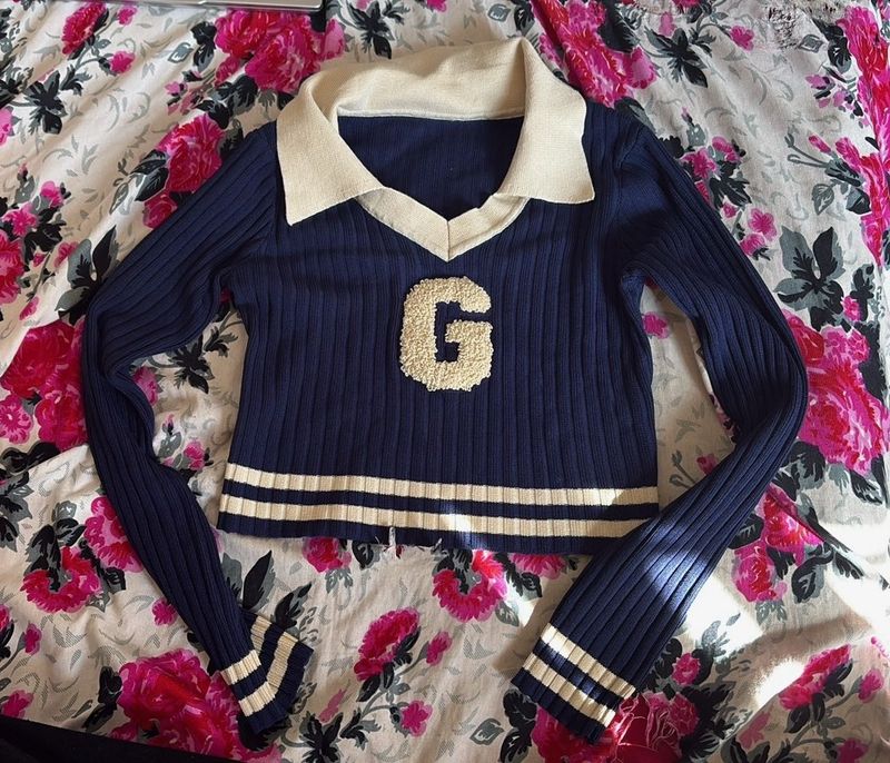 navy blue full sleeve sporty crop top, Y2K
