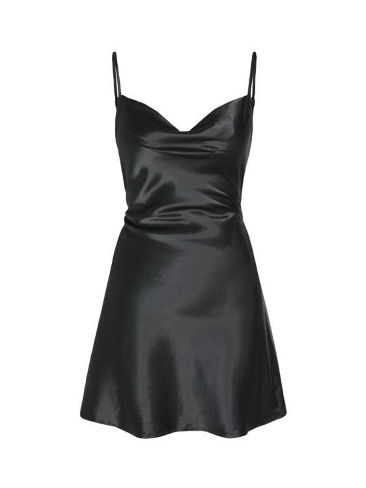 black satin mini dress