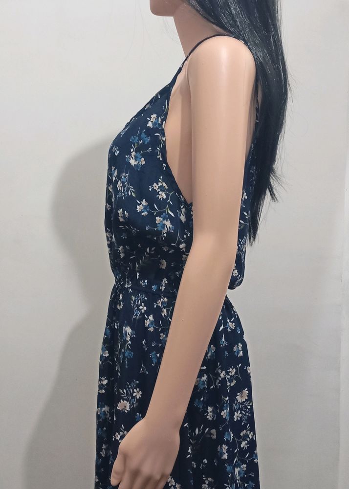 Floral Print Spaghetti Strap Skater Dress