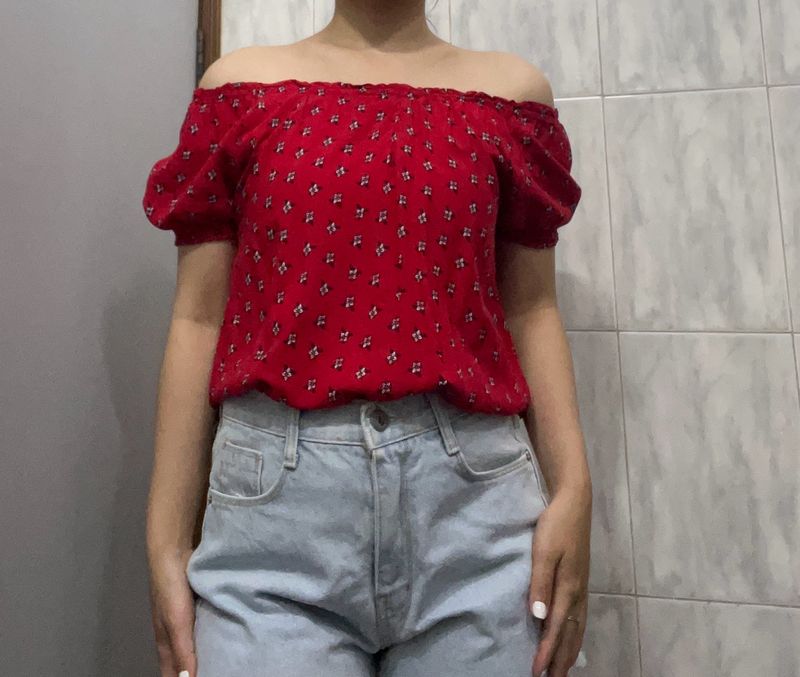 Forever 21 Red Top/ Short Kurta/ Off Shoulder