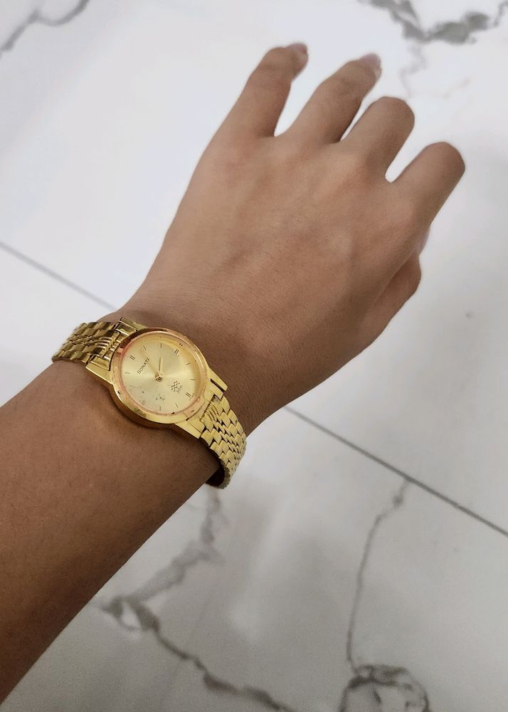 Sonata Watch Golden Color