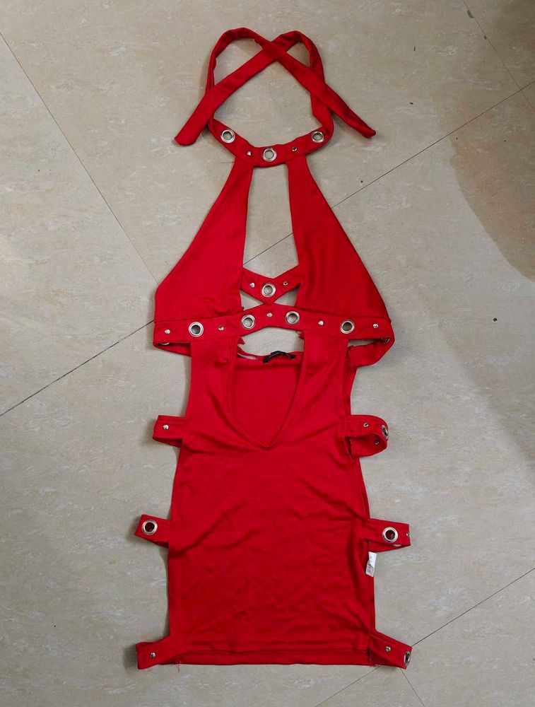 Red Halter cosplay lingerie dress