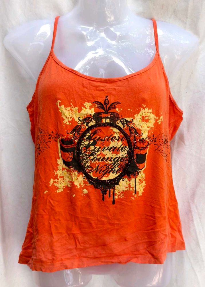 Orange Graphic Tank Top