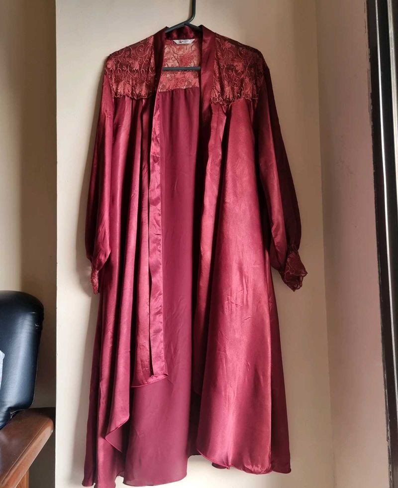 Elegant Maroon Silk Robe