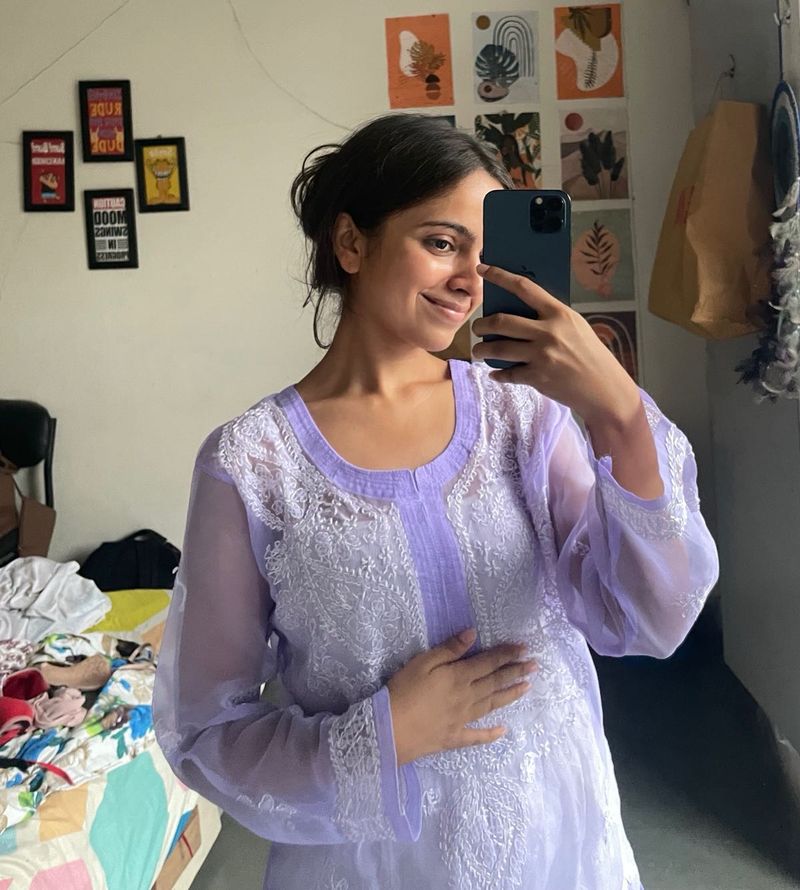 Lavender Lucknowi Kurti
