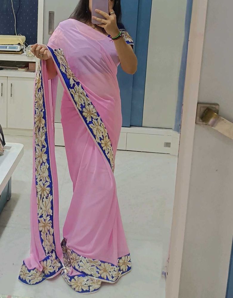 Baby Pink Saree For Women&#39;s