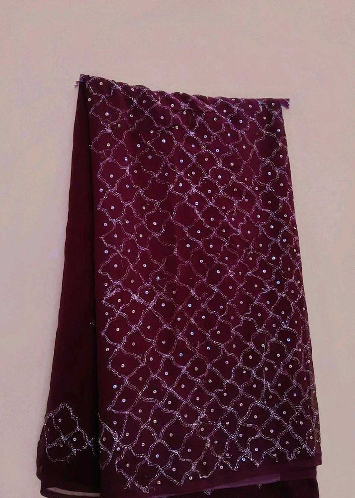 Maroon Embroidered Saree