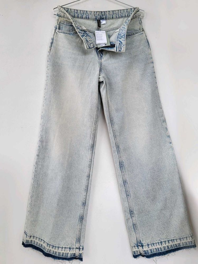 H&amp;M NEW Wrapover Waistband Straight Denim/EUR36