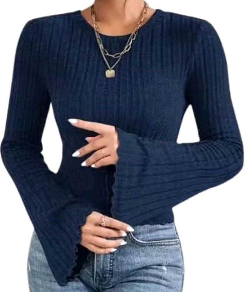 Navy Blue Ribbed Top