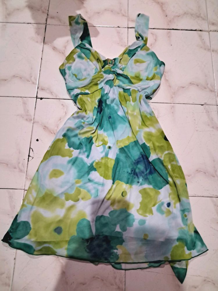 Floral Deep Neck Dress