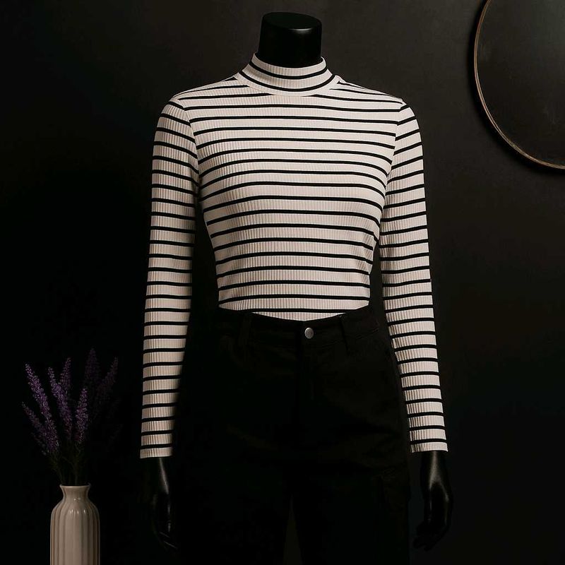 🎊sale🎉SHAIN Striped Turtleneck Top