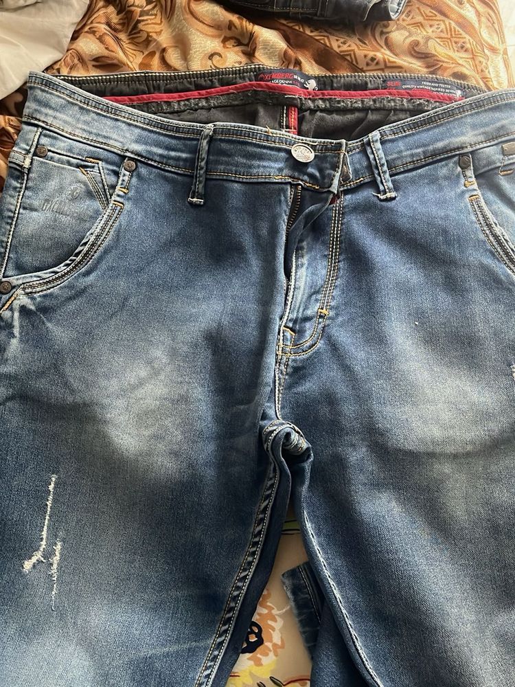 Distressed Blue Jeans