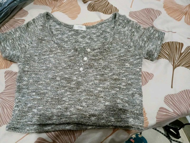 Heathered Knit Crop Top - Casual Chic